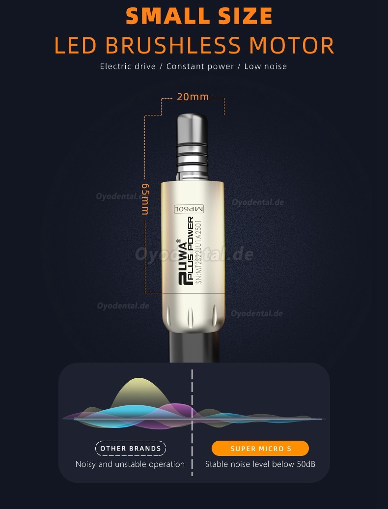 Pluspower® Super Micro S Dental-Elektromotor mit Integriertem LED-Licht